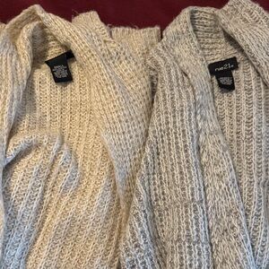 Bundle of 2 Rue21 Chunky Open-Front Cardigan Duo in Cream and Light Gray